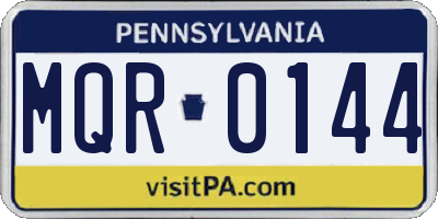 PA license plate MQR0144