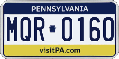 PA license plate MQR0160
