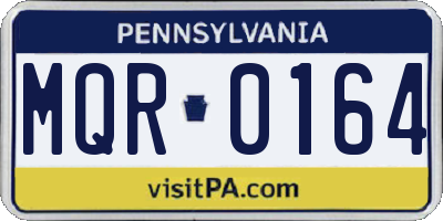 PA license plate MQR0164