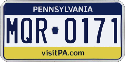 PA license plate MQR0171