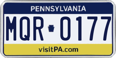 PA license plate MQR0177