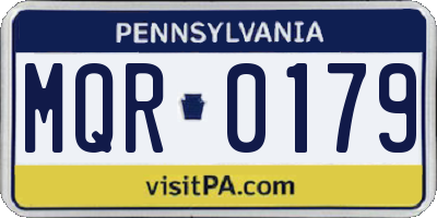 PA license plate MQR0179