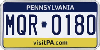 PA license plate MQR0180