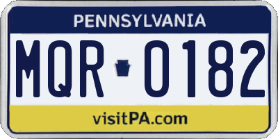 PA license plate MQR0182