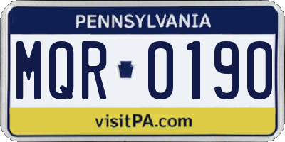 PA license plate MQR0190