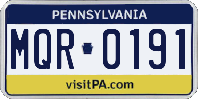 PA license plate MQR0191