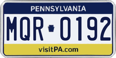 PA license plate MQR0192