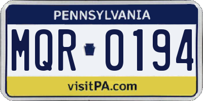 PA license plate MQR0194