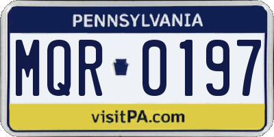 PA license plate MQR0197