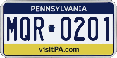 PA license plate MQR0201