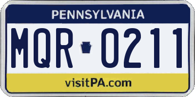 PA license plate MQR0211