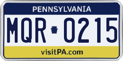 PA license plate MQR0215