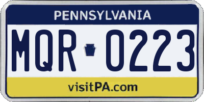 PA license plate MQR0223
