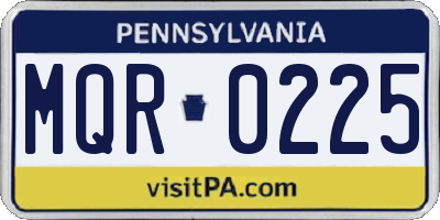 PA license plate MQR0225