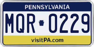 PA license plate MQR0229