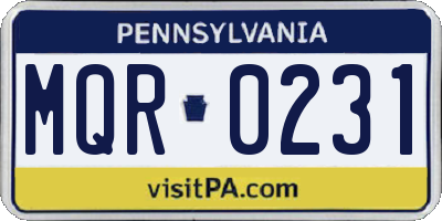 PA license plate MQR0231
