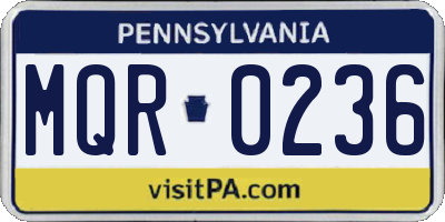 PA license plate MQR0236