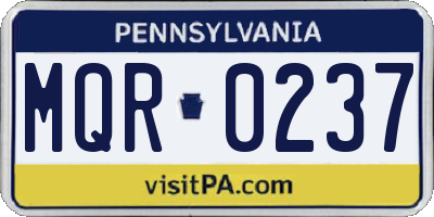 PA license plate MQR0237