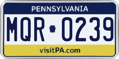 PA license plate MQR0239