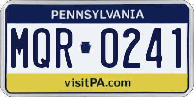 PA license plate MQR0241