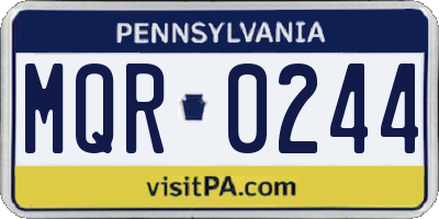 PA license plate MQR0244