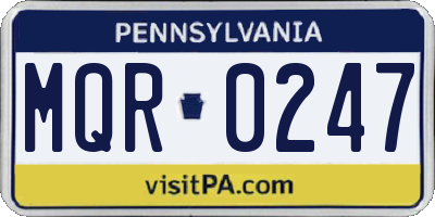 PA license plate MQR0247