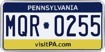 PA license plate MQR0255