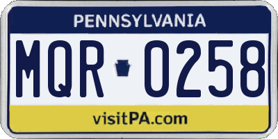 PA license plate MQR0258