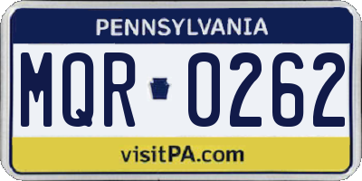 PA license plate MQR0262