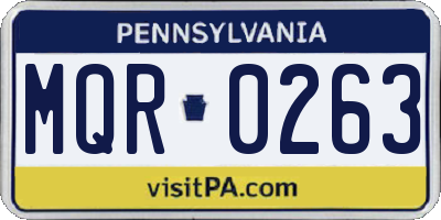 PA license plate MQR0263