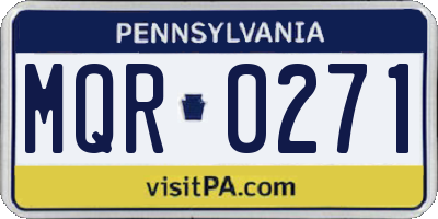 PA license plate MQR0271