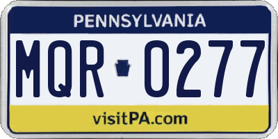 PA license plate MQR0277