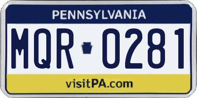 PA license plate MQR0281