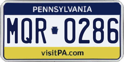 PA license plate MQR0286