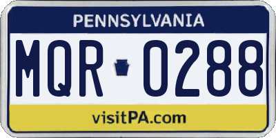 PA license plate MQR0288