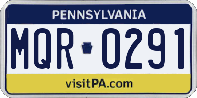 PA license plate MQR0291