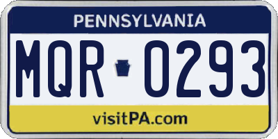 PA license plate MQR0293