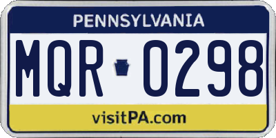 PA license plate MQR0298