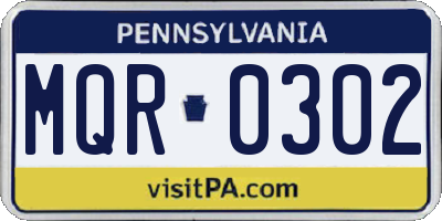 PA license plate MQR0302