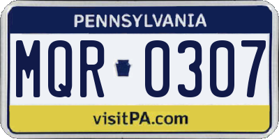 PA license plate MQR0307
