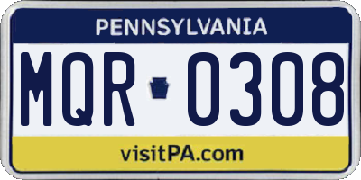 PA license plate MQR0308