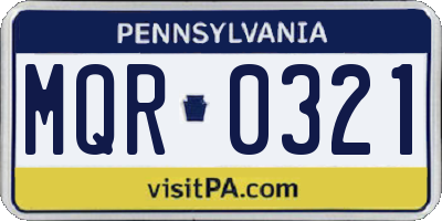 PA license plate MQR0321