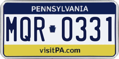 PA license plate MQR0331