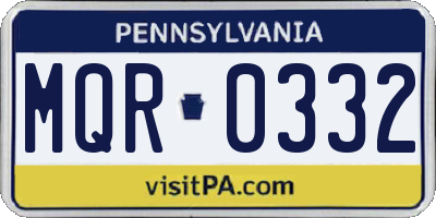 PA license plate MQR0332