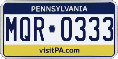 PA license plate MQR0333