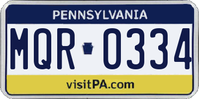 PA license plate MQR0334