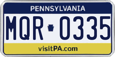 PA license plate MQR0335
