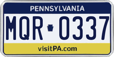 PA license plate MQR0337