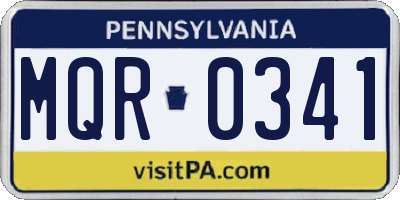 PA license plate MQR0341