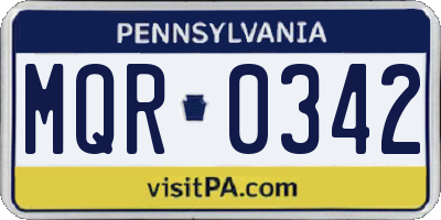 PA license plate MQR0342